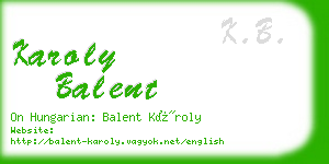 karoly balent business card